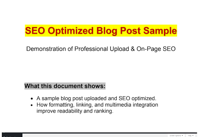 manually upload and SEO optimize articles and blog posts